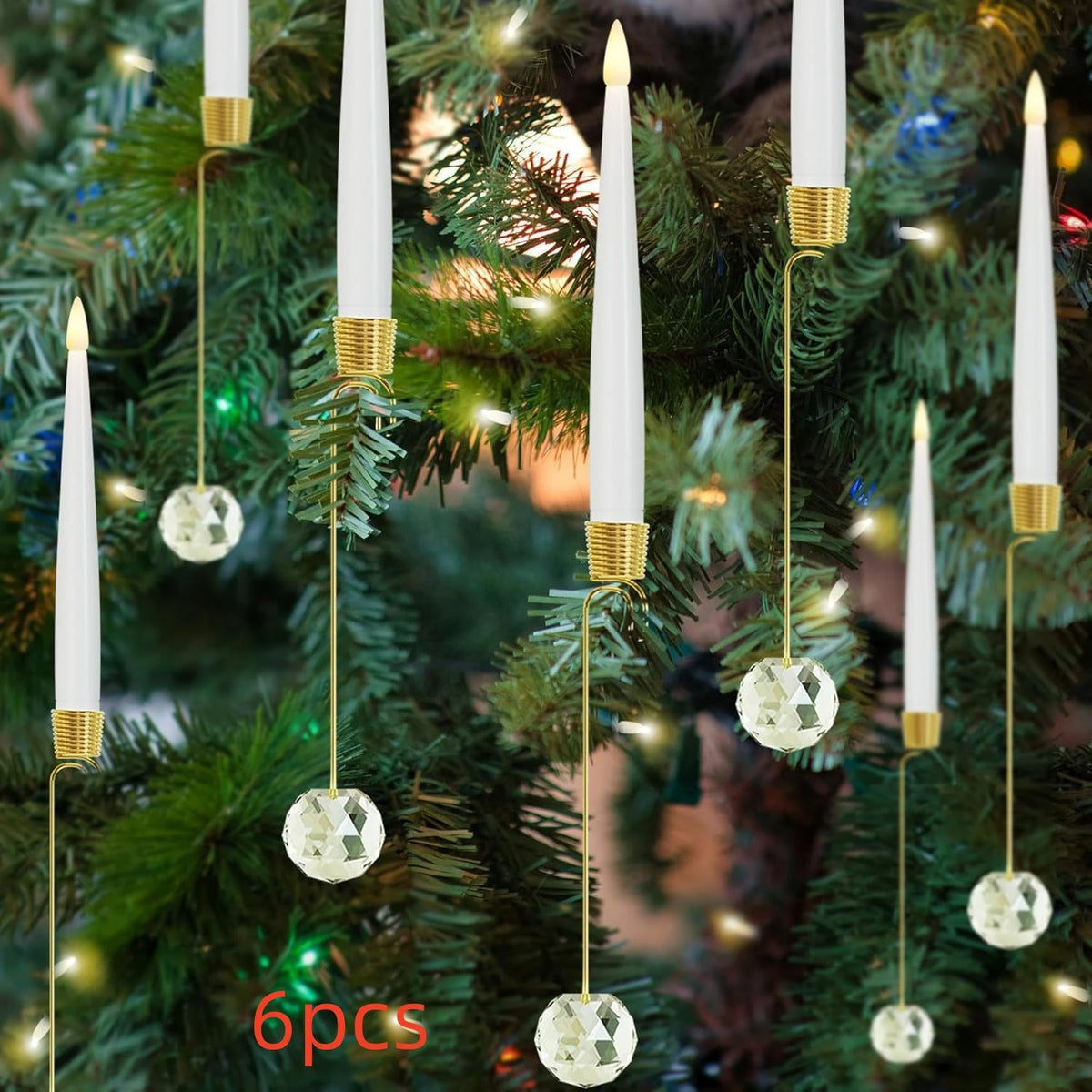 LED Christmas Tree Candles with Flickering Flame and Hanging Crystal Ornaments - Image 21