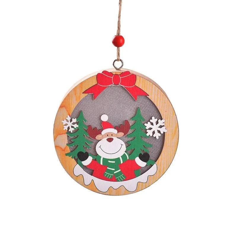 LED Light Up Christmas Ornaments with Warm Glow Wooden Holiday Decorations - Image 11