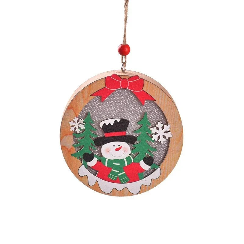 LED Light Up Christmas Ornaments with Warm Glow Wooden Holiday Decorations - Image 12