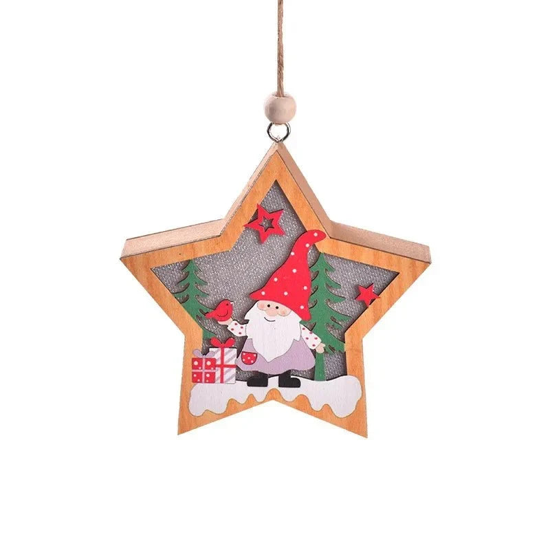 LED Light Up Christmas Ornaments with Warm Glow Wooden Holiday Decorations - Image 3