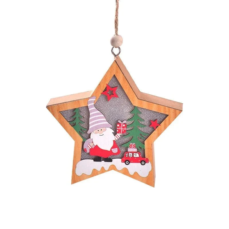 LED Light Up Christmas Ornaments with Warm Glow Wooden Holiday Decorations - Image 4