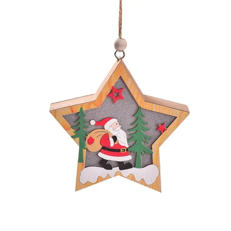 LED Light Up Christmas Ornaments with Warm Glow Wooden Holiday Decorations - Image 5