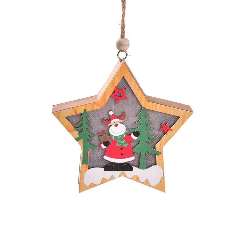 LED Light Up Christmas Ornaments with Warm Glow Wooden Holiday Decorations - Image 6