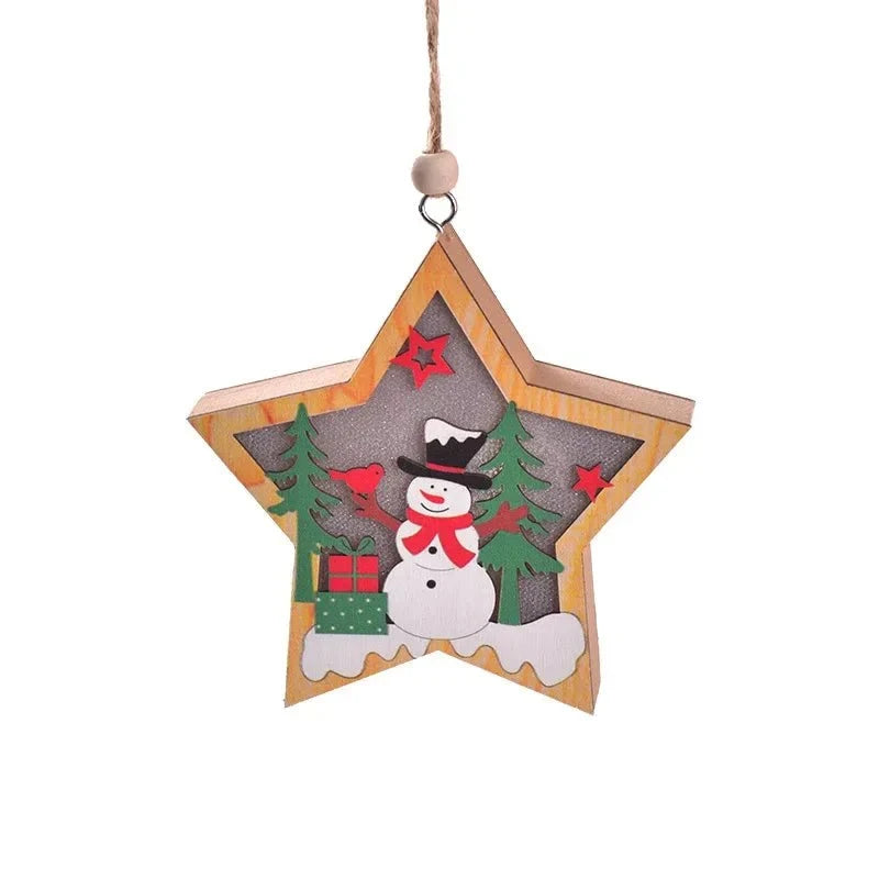 LED Light Up Christmas Ornaments with Warm Glow Wooden Holiday Decorations - Image 7