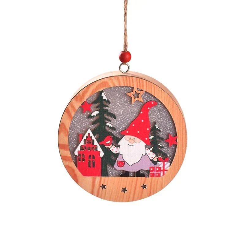 LED Light Up Christmas Ornaments with Warm Glow Wooden Holiday Decorations - Image 8