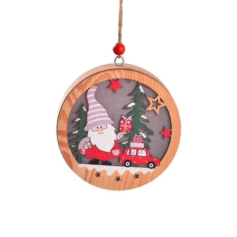 LED Light Up Christmas Ornaments with Warm Glow Wooden Holiday Decorations - Image 9