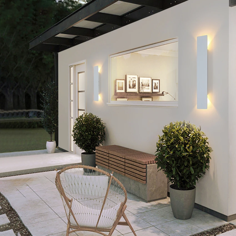 LED Wall Sconce with Up and Down Outdoor Lighting and Slim Rectangular Design - Image 1