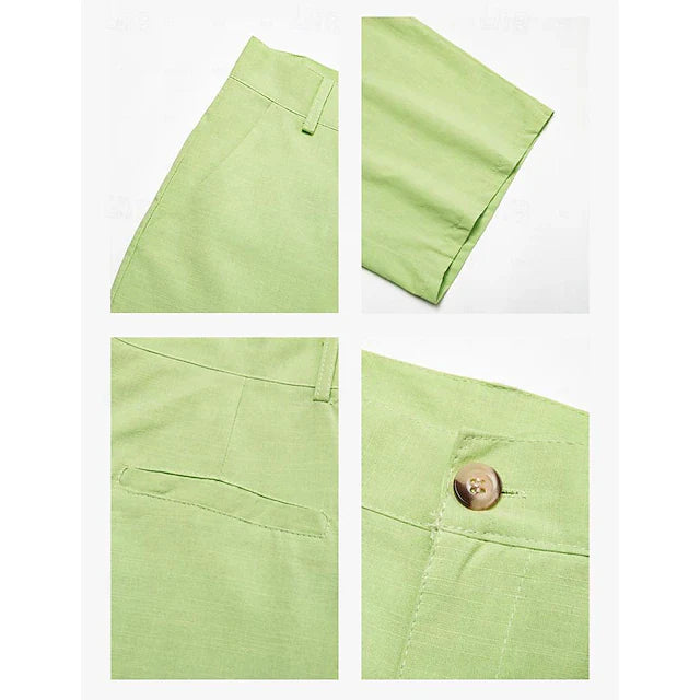 Pantaloncini estivi da uomo effetto lino per look casual – Pantaloncini leggeri da vacanza per viaggi e outfit quotidiani