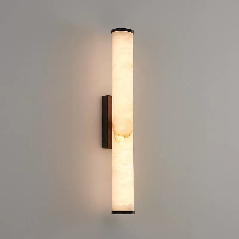 Marble Shade Wall Sconce Warm White Vertical LED Minimalist Cylindrical Gold - Image 6