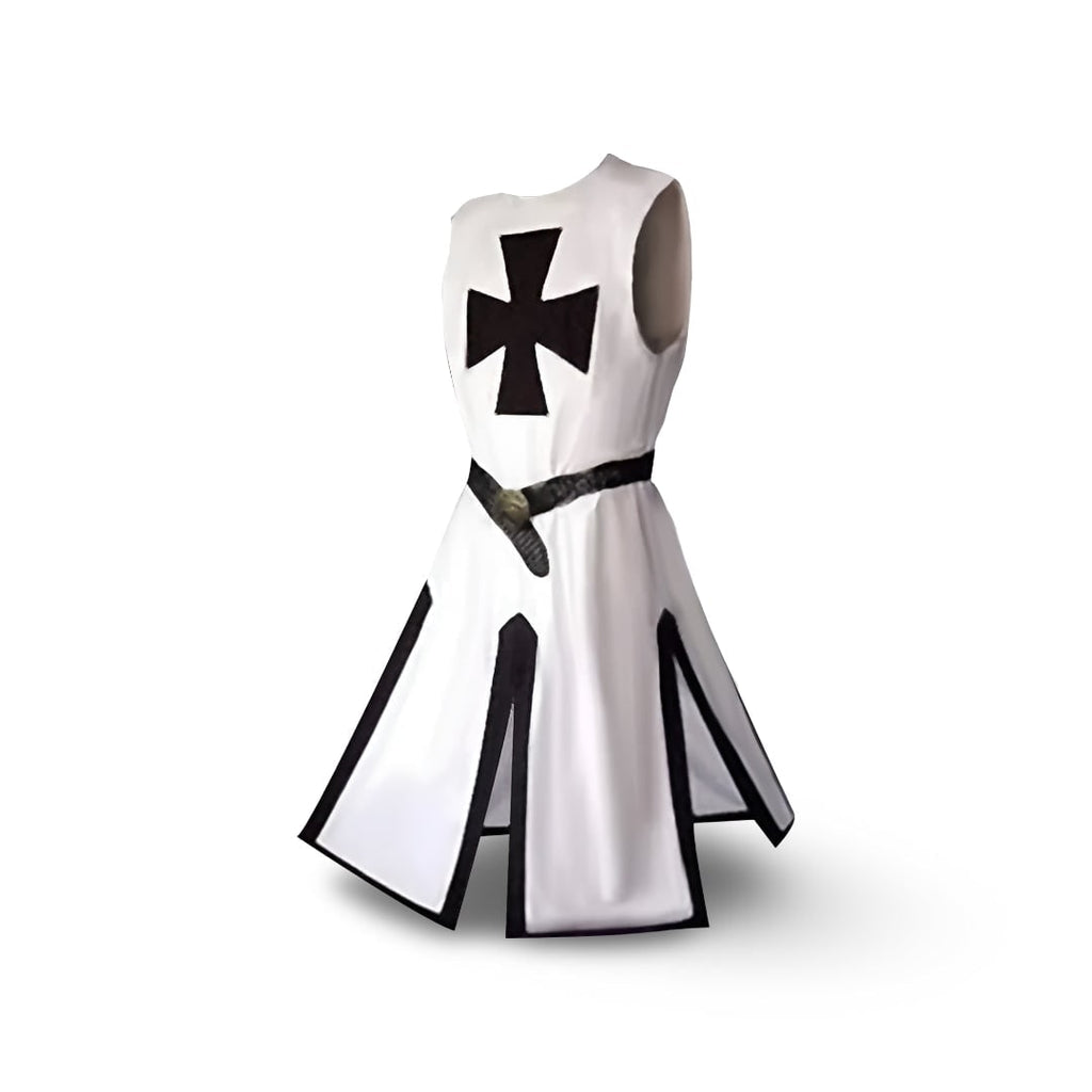 Medieval Knight Costume Tunic with Hooded Cloak and Templar Cross - Image 8