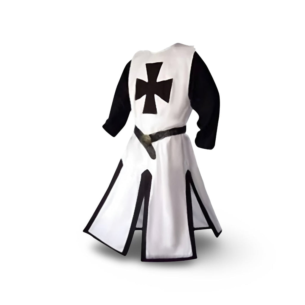 Medieval Knight Costume Tunic with Hooded Cloak and Templar Cross - Image 9