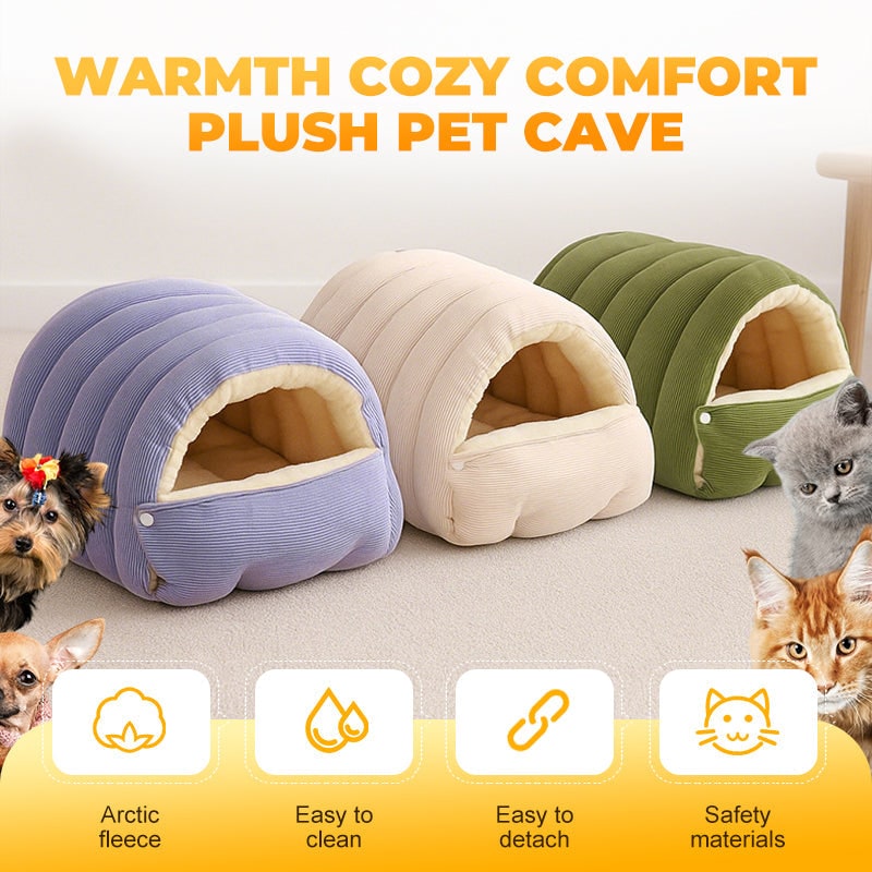 Men's Dog and Cat Cave Bed with Corduroy Fleece Lining and Memory Foam - Image 4