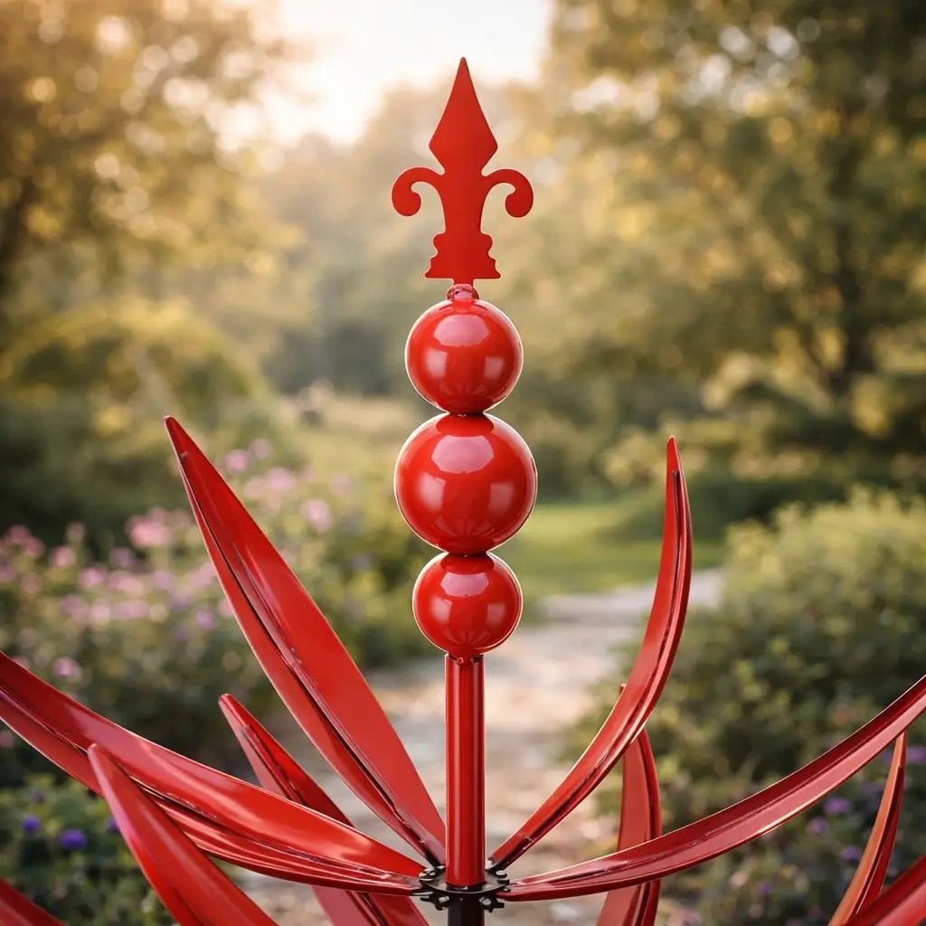 Men's Garden Wind Spinners with Kinetic Metal Lotus Design and 360 Degree Rotation - Image 5