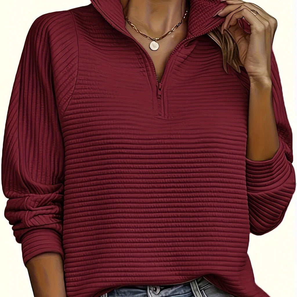 Men's Half Zip Sweatshirt with Textured Cotton Funnel Neck and Long Sleeves - Image 13