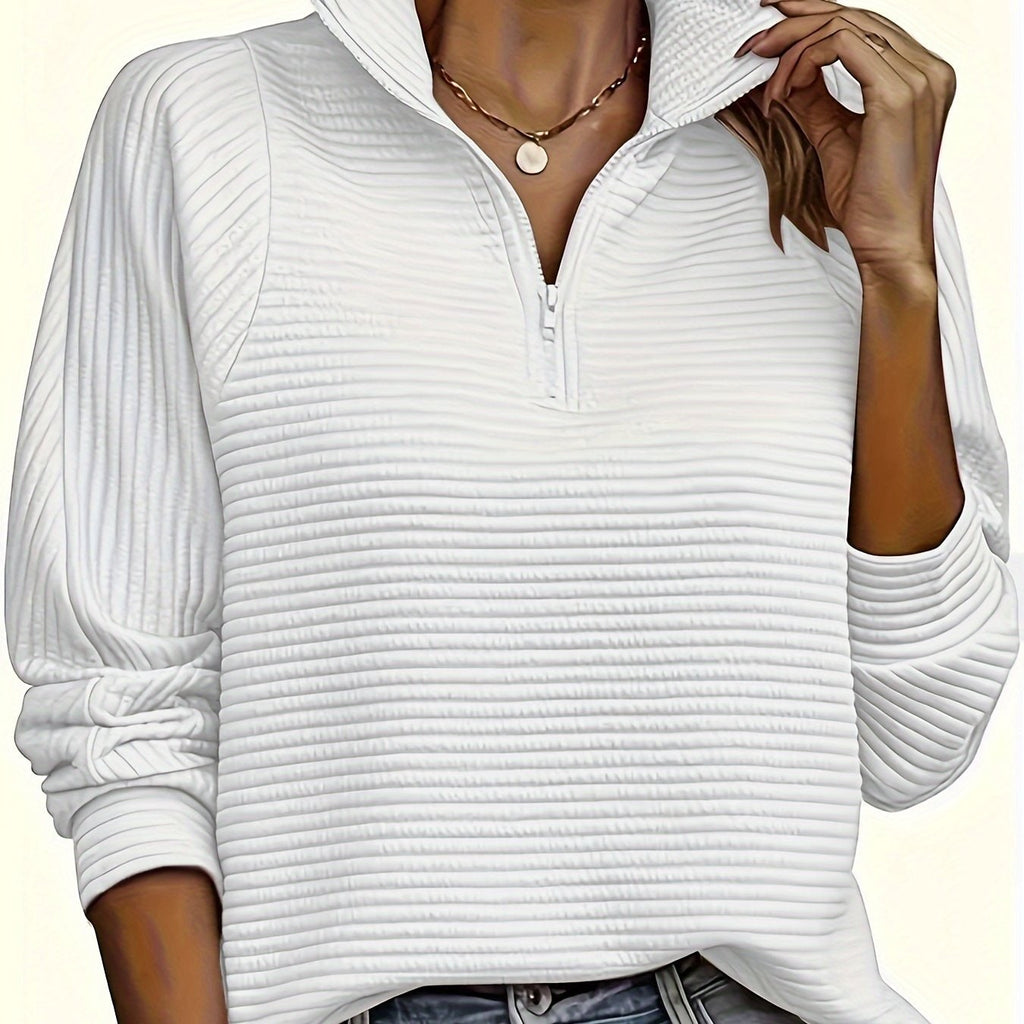 Men's Half Zip Sweatshirt with Textured Cotton Funnel Neck and Long Sleeves - Image 14