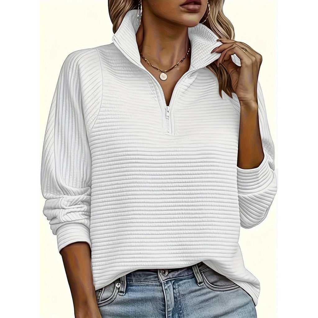 Men's Half Zip Sweatshirt with Textured Cotton Funnel Neck and Long Sleeves - Image 18