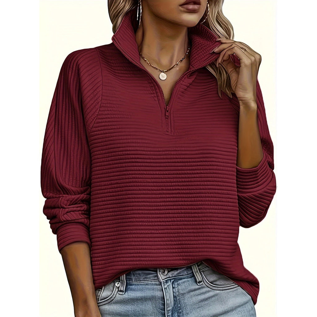 Men's Half Zip Sweatshirt with Textured Cotton Funnel Neck and Long Sleeves - Image 22