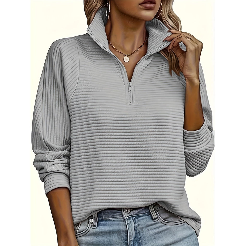 Men's Half Zip Sweatshirt with Textured Cotton Funnel Neck and Long Sleeves - Image 25