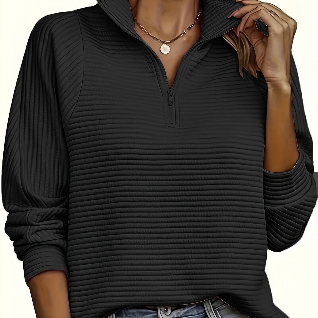 Men's Half Zip Sweatshirt with Textured Cotton Funnel Neck and Long Sleeves - Image 32