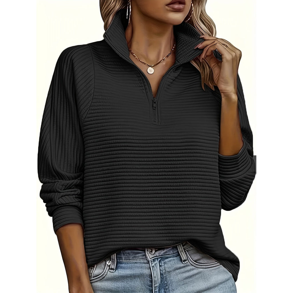 Men's Half Zip Sweatshirt with Textured Cotton Funnel Neck and Long Sleeves - Image 8