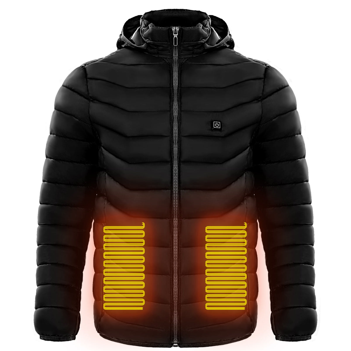 Men's Heated Puffer Jacket with Hood and Quilted Insulation Full Zip - Image 7