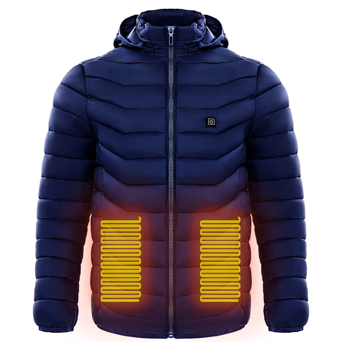 Men's Heated Puffer Jacket with Hood and Quilted Insulation Full Zip - Image 8