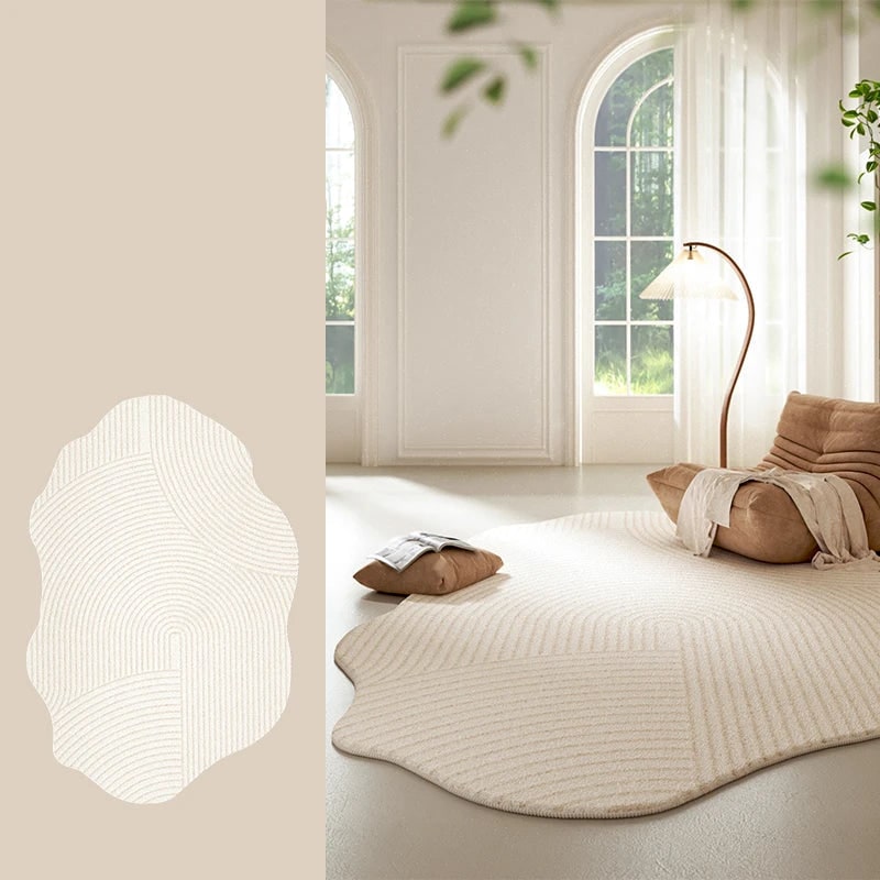 Men's Irregular Area Rug with Textured Geometric Pattern and Whipstitched Edges - Image 13
