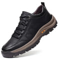 Mens Leather Walking Shoes Casual Comfortable Lace Up Padded Low Top - Image 1