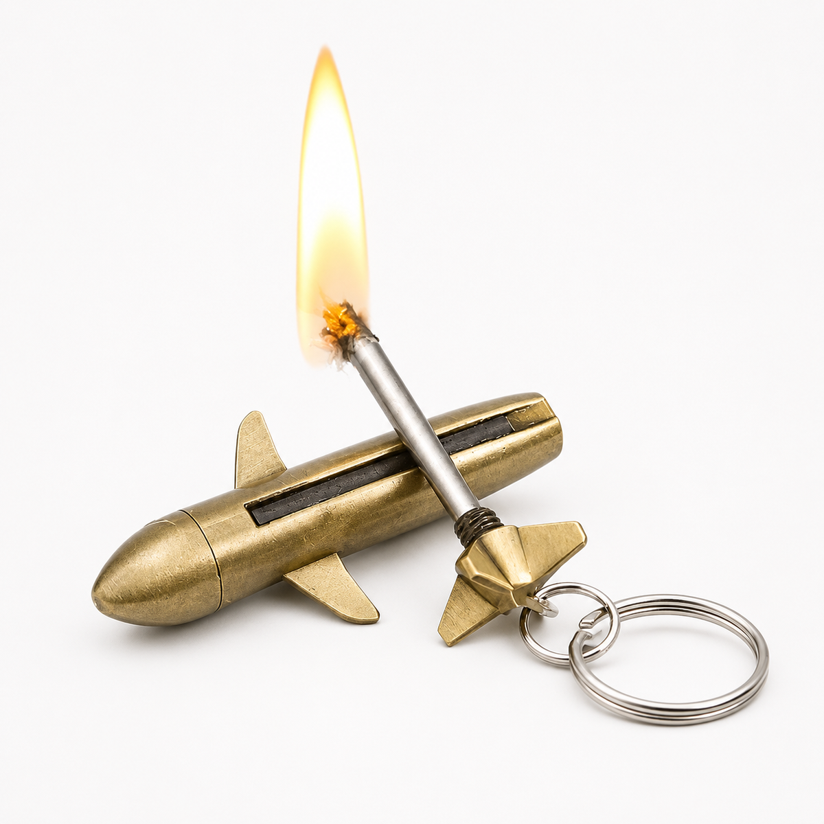 Men's Permanent Match Lighter Keychain with Metal Striker and Flint Fire Starter - Image 10