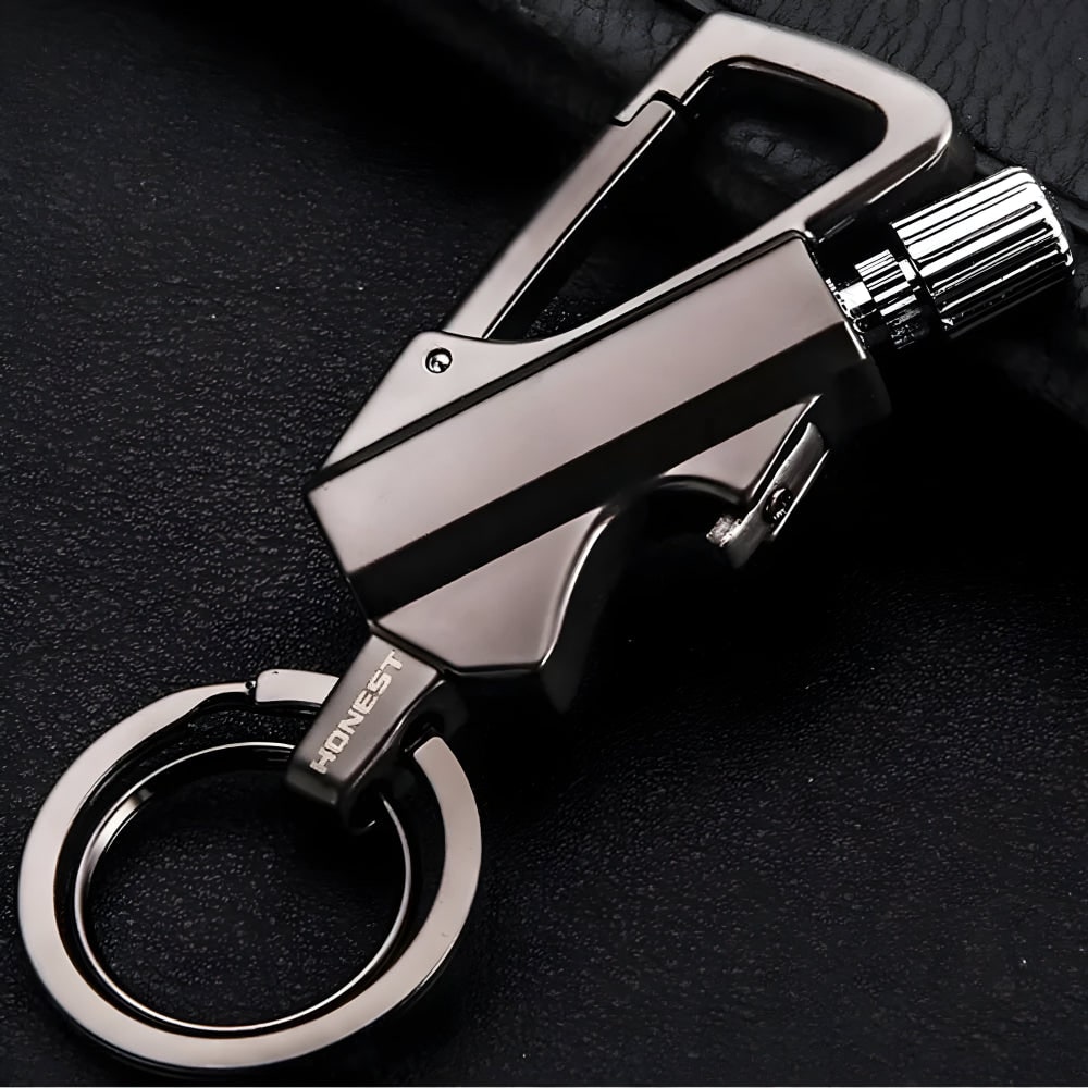 Men's Permanent Match Lighter Keychain with Metal Striker and Flint Fire Starter - Image 2