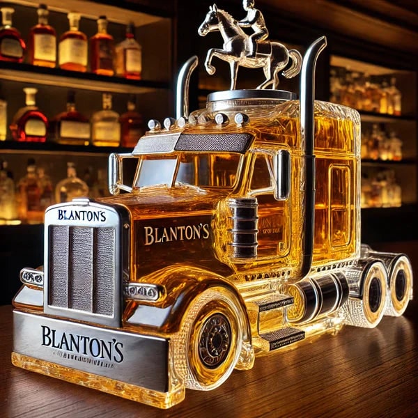 Men's Whiskey Decanter Semi-Truck Glass with Chrome Accents and Stopper - Image 4
