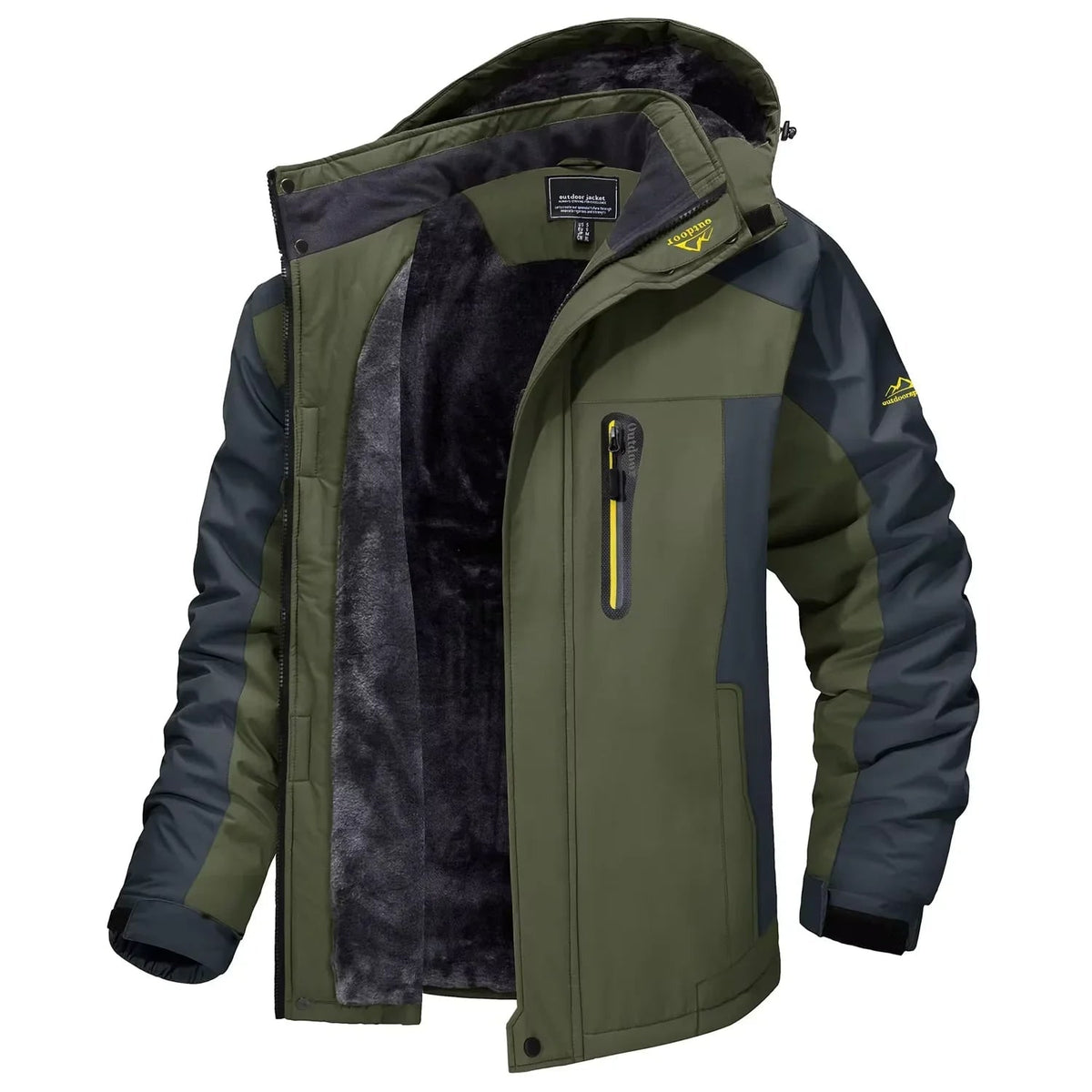Men's Winter Jackets Waterproof with Fleece Lining and Detachable Hood - Image 1