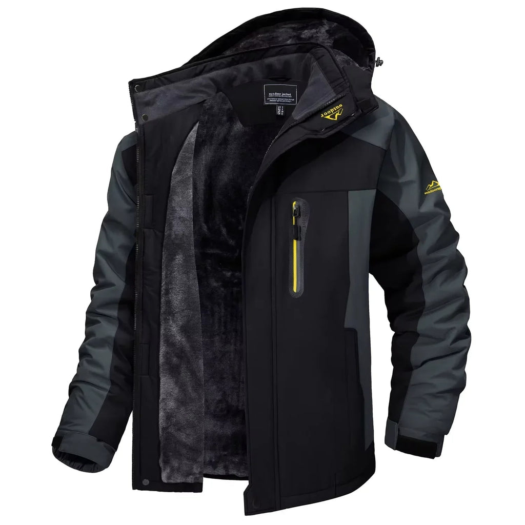 Men's Winter Jackets Waterproof with Fleece Lining and Detachable Hood - Image 2