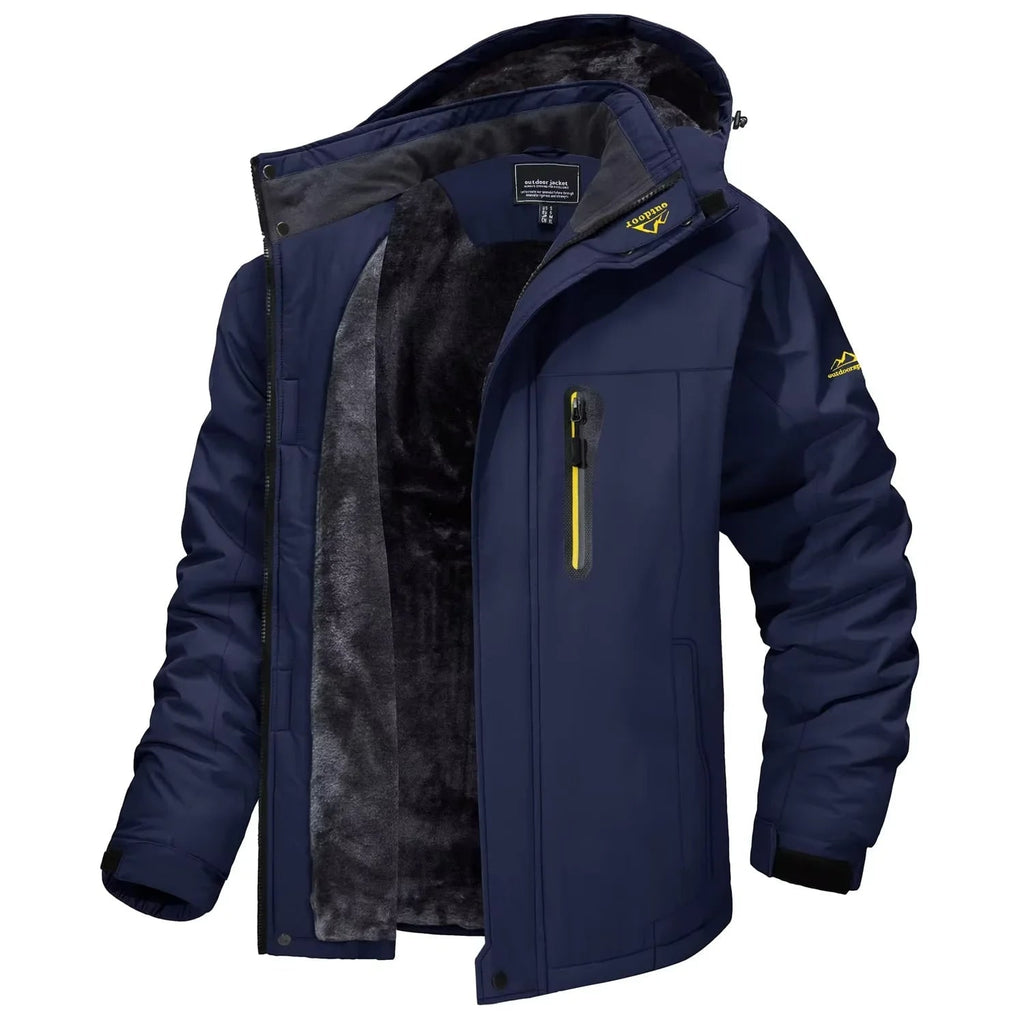 Men's Winter Jackets Waterproof with Fleece Lining and Detachable Hood - Image 7