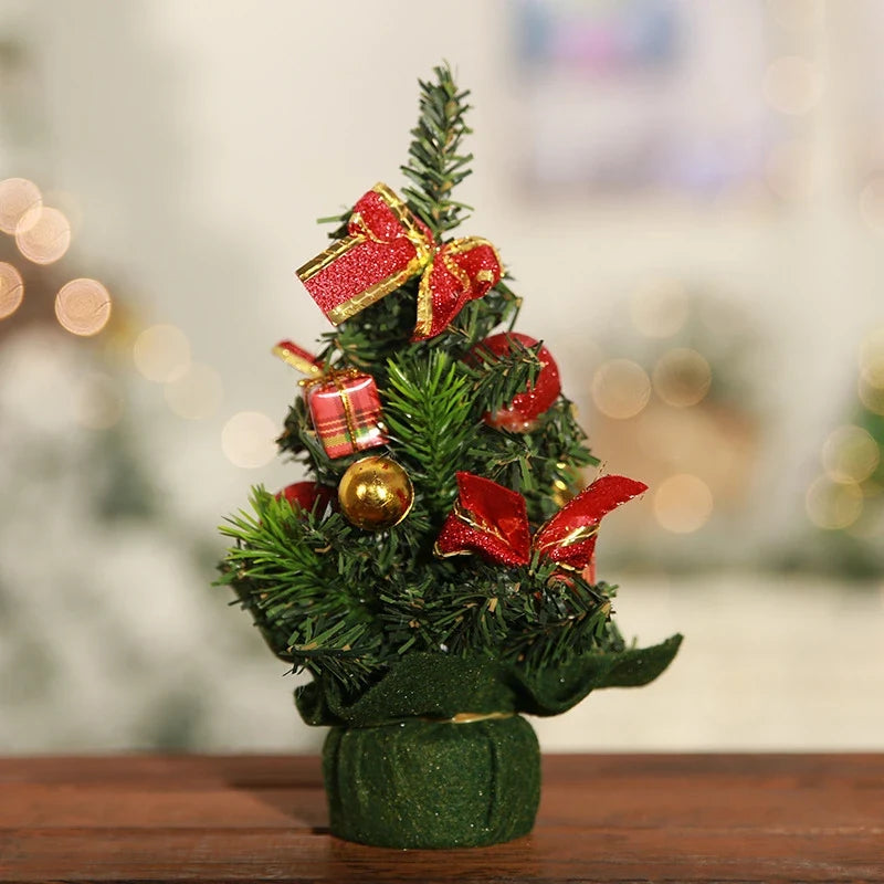 Mini Christmas Tree Tabletop with Ornaments and Flocked Snow Fabric Base - Image 10