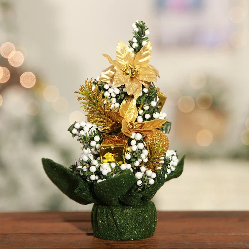 Mini Christmas Tree Tabletop with Ornaments and Flocked Snow Fabric Base - Image 11