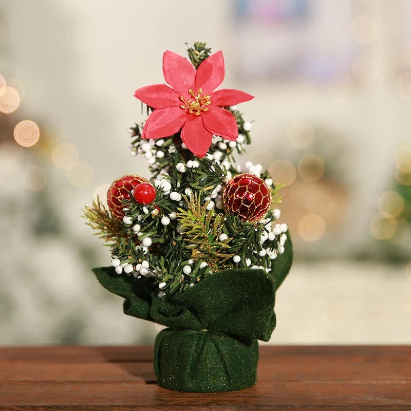 Mini Christmas Tree Tabletop with Ornaments and Flocked Snow Fabric Base - Image 12