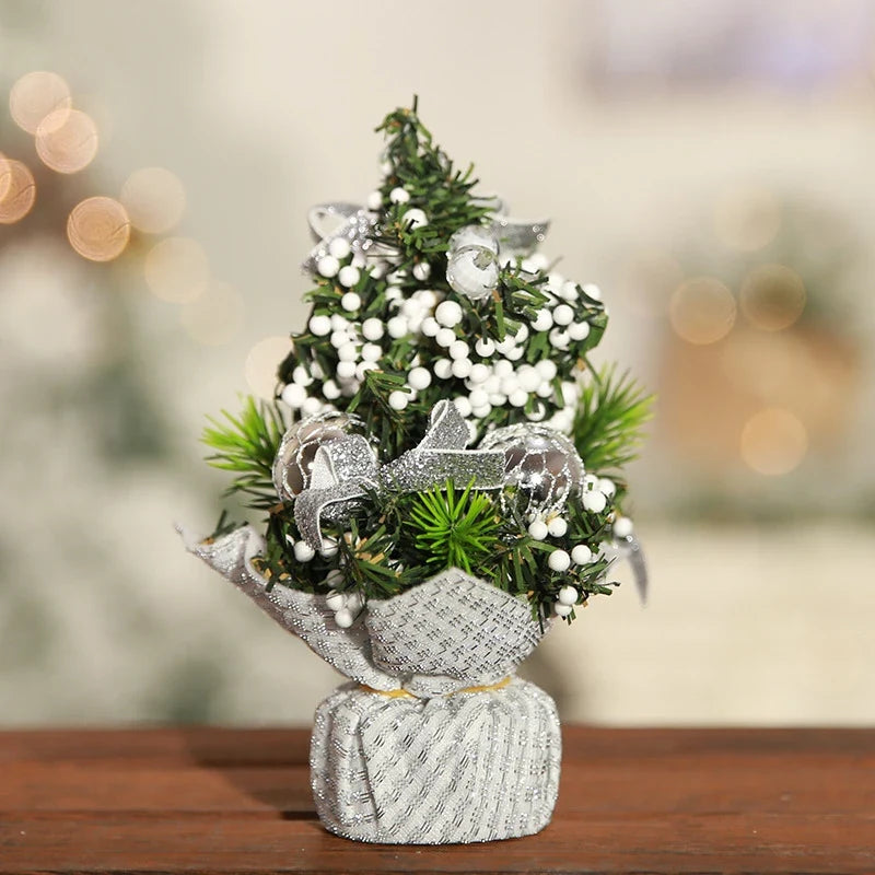 Mini Christmas Tree Tabletop with Ornaments and Flocked Snow Fabric Base - Image 6