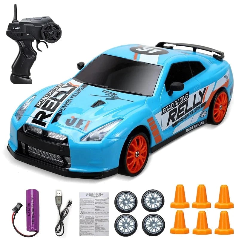 Mini Electric Rechargeable Rc Drift Car LED Lights Cones Toy Set - Image 12