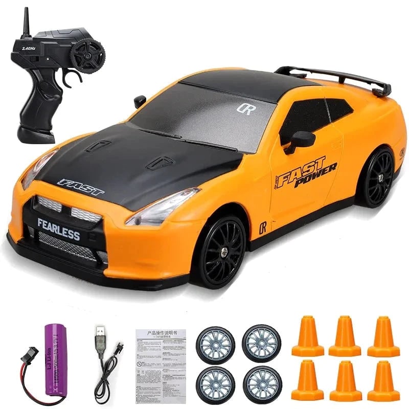 Mini Electric Rechargeable Rc Drift Car LED Lights Cones Toy Set - Image 6