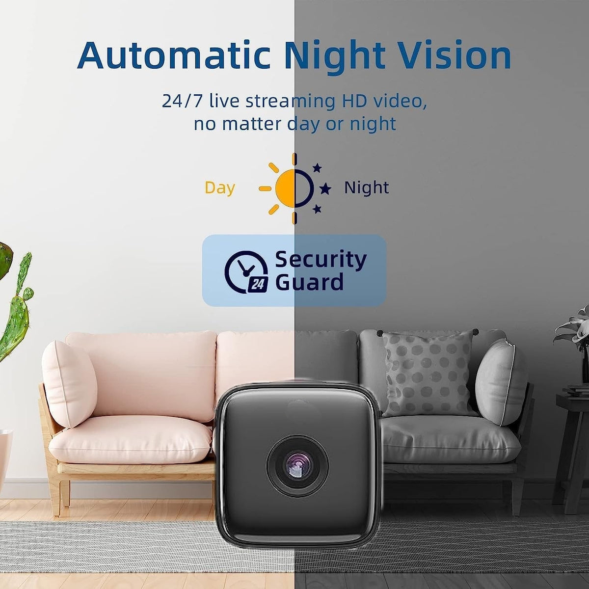 Mini Security Camera Wireless with Night Vision Motion Detection and 120-Degree Wide-Angle Lens - Image 3