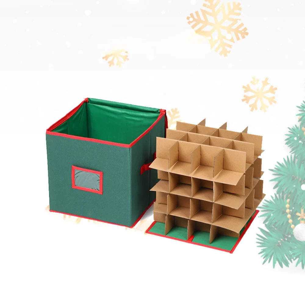Ornament Storage Box with Dividers Zippered Lid and Viewing Window - Image 3