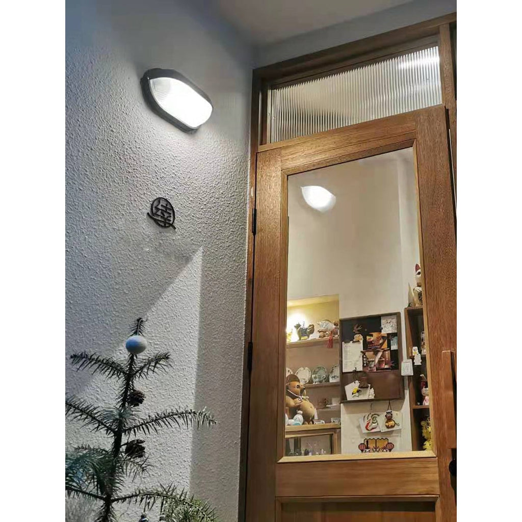 Outdoor Bulkhead Wall Light with Oval Shield and Ribbed Glass Diffuser - Image 16