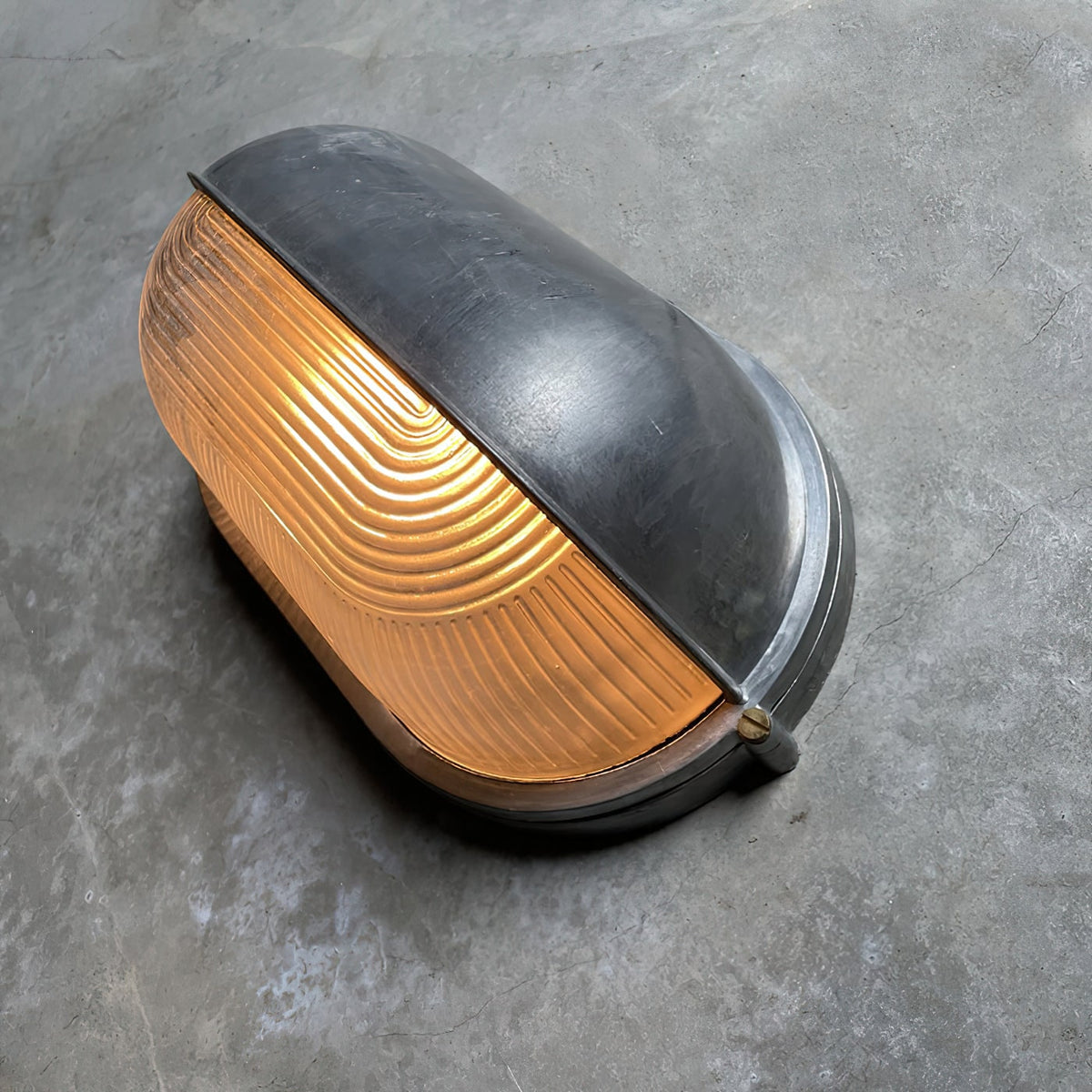 Outdoor Bulkhead Wall Light with Oval Shield and Ribbed Glass Diffuser - Image 3