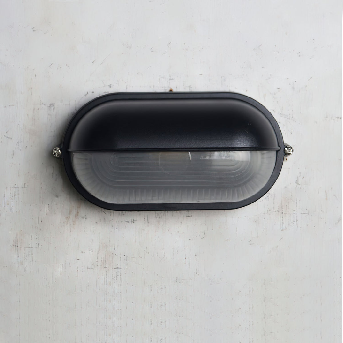 Outdoor Bulkhead Wall Light with Oval Shield and Ribbed Glass Diffuser - Image 36