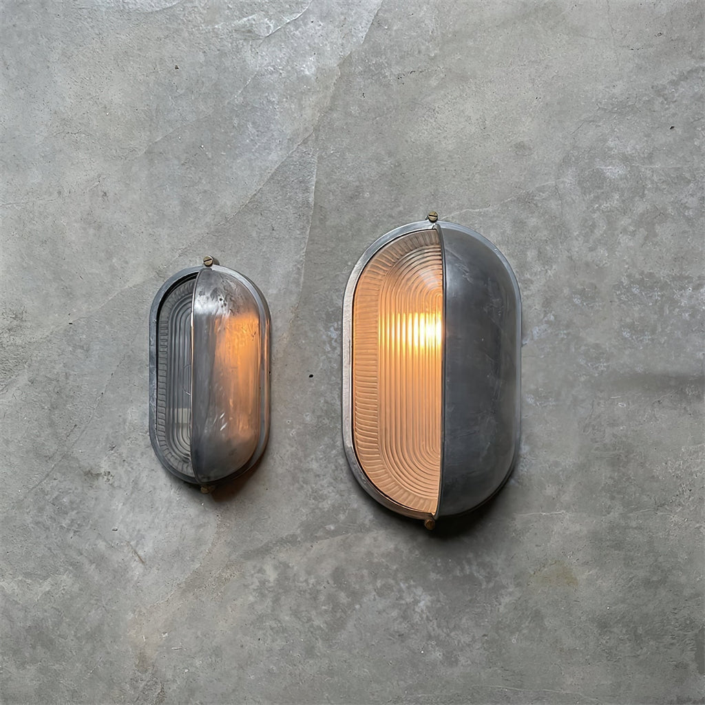 Outdoor Bulkhead Wall Light with Oval Shield and Ribbed Glass Diffuser - Image 41