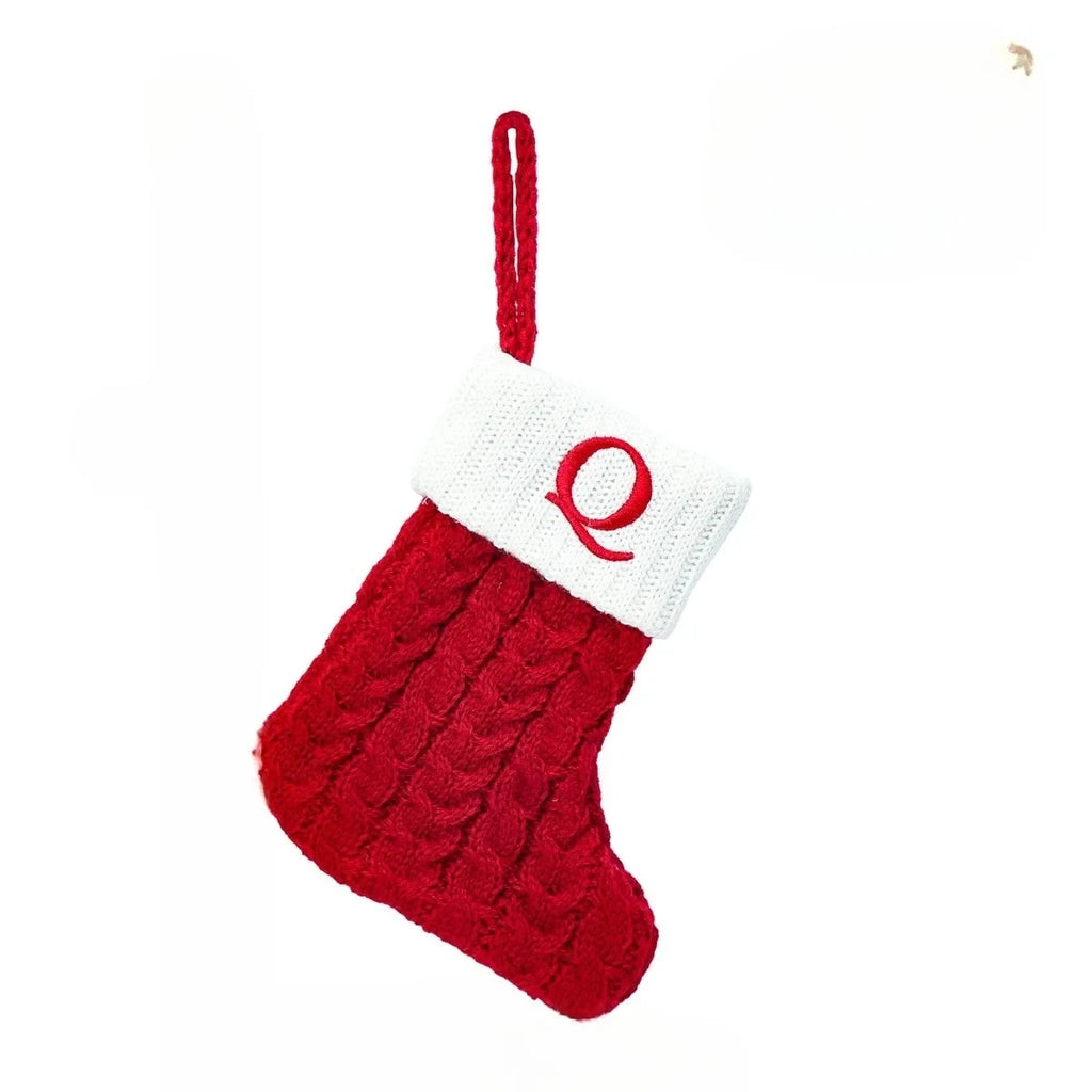 Personalized Christmas Stocking with Cable Knit Design and Embroidered Initial - Image 10