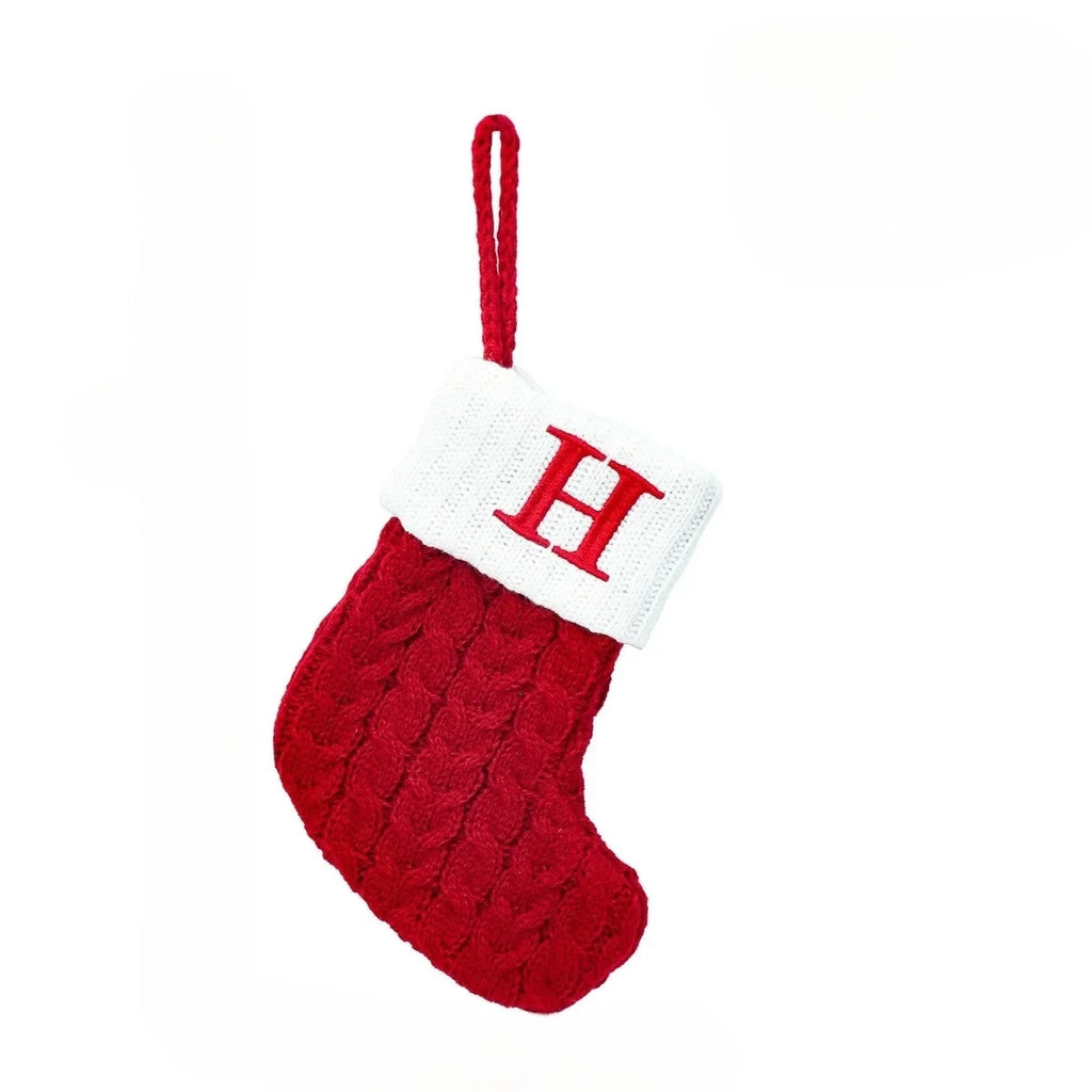 Personalized Christmas Stocking with Cable Knit Design and Embroidered Initial - Image 12