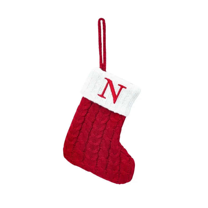 Personalized Christmas Stocking with Cable Knit Design and Embroidered Initial - Image 13