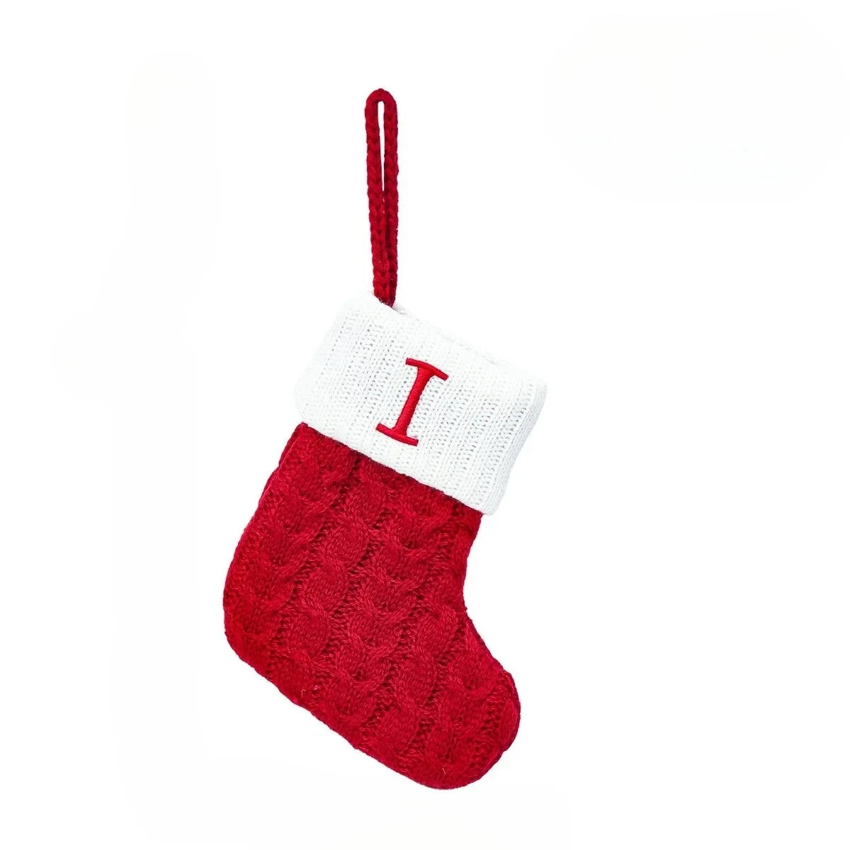 Personalized Christmas Stocking with Cable Knit Design and Embroidered Initial - Image 14